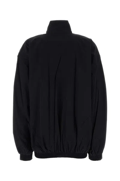 Balenciaga Slate Tech Fabric Oversize Windbreaker In Black