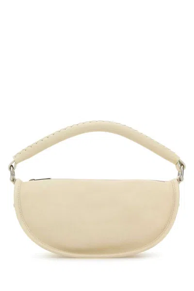 Burberry Curved Leather Handbag Metal Hardware In White