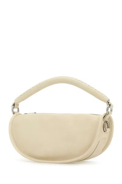 Burberry Curved Leather Handbag Metal Hardware In White