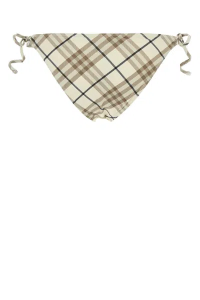 Burberry Plaid Tie-side Bikini Bottom With Low Rise In Multi