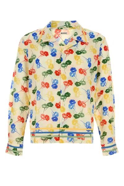 Bode Men Printed Cotton Flower Stamp Shirt In Multi