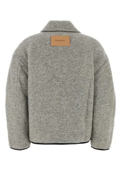 Jw Anderson Contrast Trim Brushed Twill Jacket In Gray