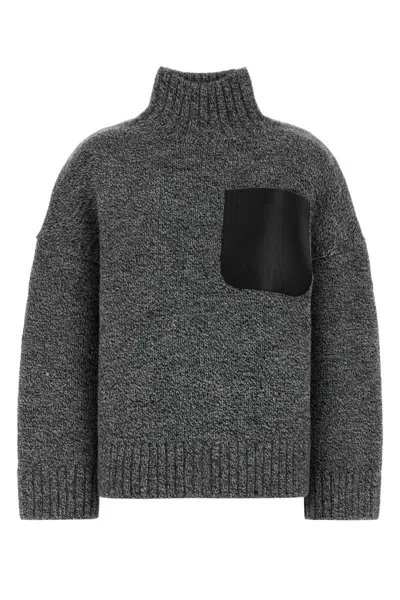 Jw Anderson J. W. Anderson Leather Patch Pocket Jumper In Gray
