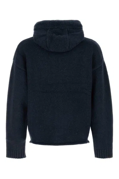 Jw Anderson J. W. Anderson Zip-up Hooded Sweater With Contrasting Logo In Blue