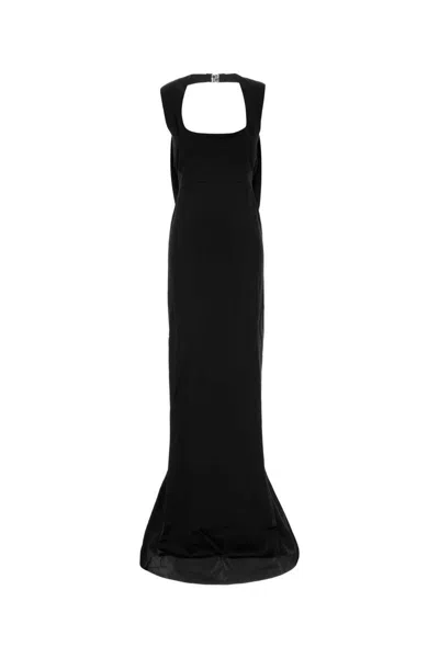 Dsquared2 Long Satin Dress Fishtail Hem In Black
