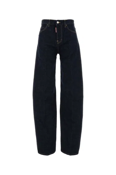 Dsquared2 Twisted Stretch Denim Trousers Pockets In Blue