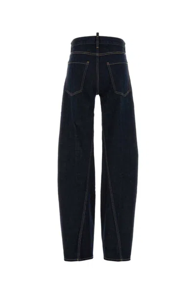 Dsquared2 Twisted Stretch Denim Trousers Pockets In Blue