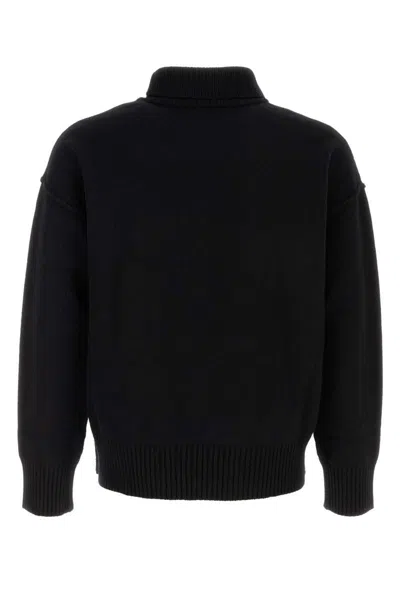 Ami Alexandre Mattiussi Ami Paris Funnel-neck Sweater With Heart Intarsia Design In Black