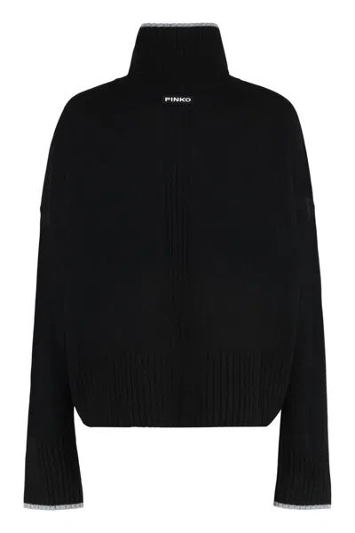 Pinko Falkland Wool And Cashmere Turtleneck Sweater In Black