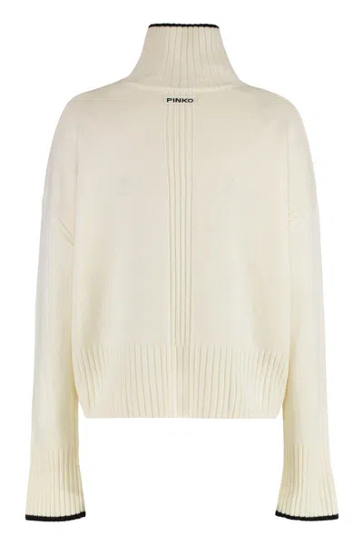 Pinko Falkland Wool And Cashmere Turtleneck Sweater In White