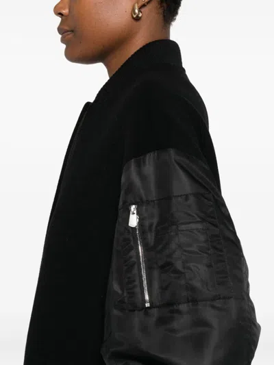 Pinko Long Coat In Wool-blend Cloth And Technical Satin In Black