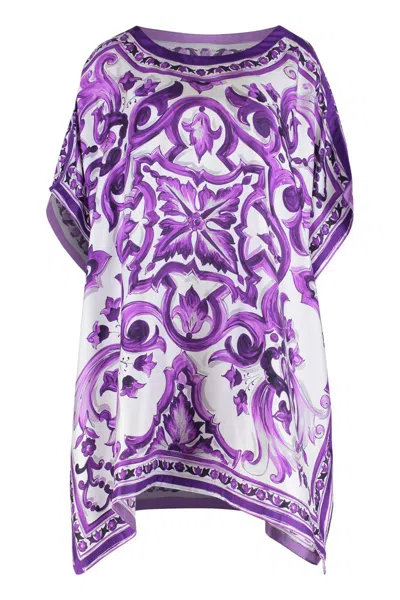 Dolce & Gabbana Maiolica Print Silk Kaftan In Multi