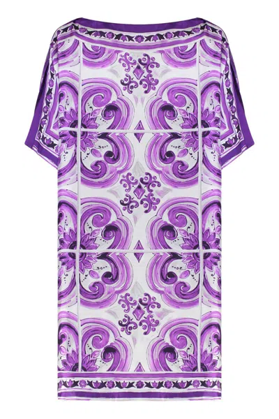 Dolce & Gabbana Maiolica Print Silk Kaftan In Multi
