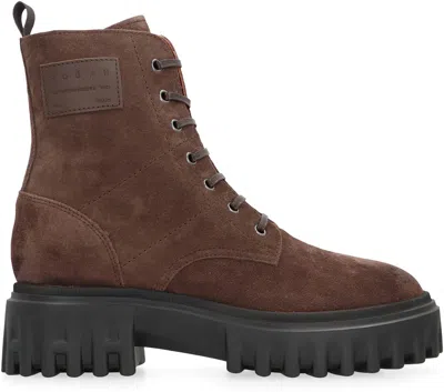 Hogan H700 Lace-up Chunky-sole Boots In Brown