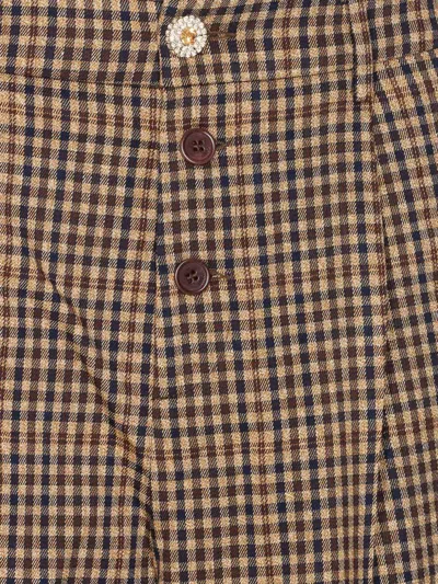 Liu •jo Tailored Trousers With Check Motif And Jewels Button In Green