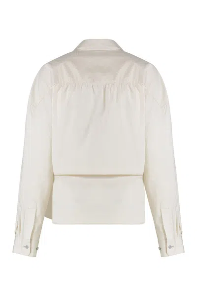 Lemaire Off-white Straight Collar Twisted Shirt In Brown