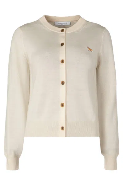 Maison Kitsuné Wool Cardigan In Brown