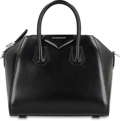 Givenchy Mini Antigona Box Two-way Leather Tote Bag In Black