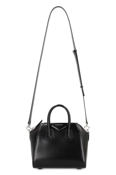 Givenchy Mini Antigona Box Two-way Leather Tote Bag In Black