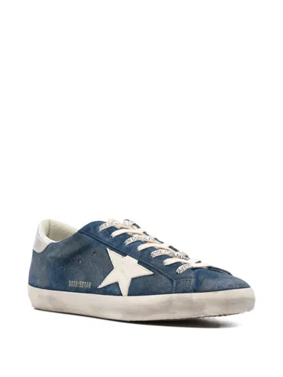 Golden Goose Super-star Suede Upper And Toe Foam Tongue Leather Star Laminated Heel Sneakers Blue In Blue