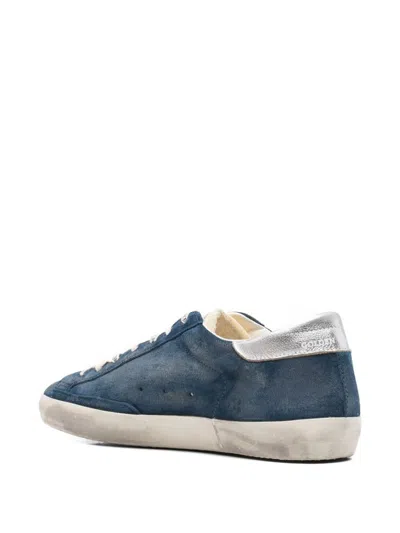 Golden Goose Super-star Suede Upper And Toe Foam Tongue Leather Star Laminated Heel Sneakers Blue In Blue