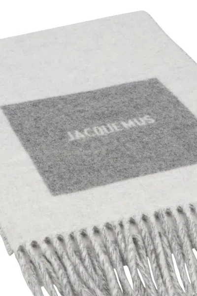 Jacquemus Panelled Fringed Scarf In Gray