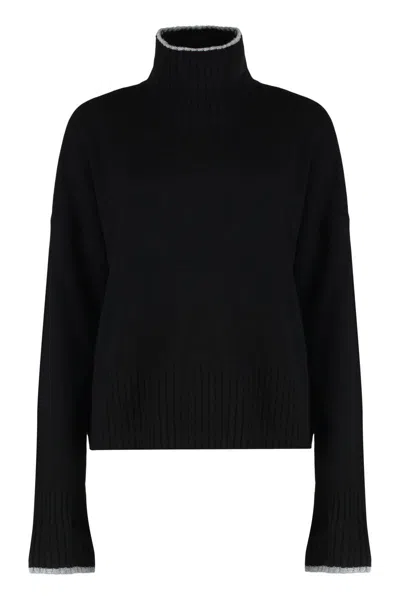 Pinko Falkland Wool And Cashmere Turtleneck Sweater In Black