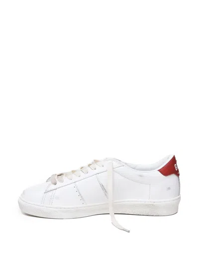 Golden Goose Matchstar Sneakers In Glossy Leather With Glossy Red Leather Heel Tab Shoes In White