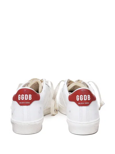 Golden Goose Matchstar Sneakers In Glossy Leather With Glossy Red Leather Heel Tab Shoes In White