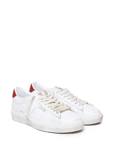 Golden Goose Matchstar Sneakers In Glossy Leather With Glossy Red Leather Heel Tab Shoes In White