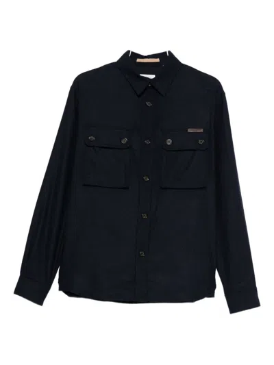 Paolo Pecora Double-pocket Button-down Shirt In Black