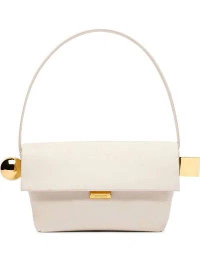 Jacquemus Le Rond Carre Leather Shoulder Bag In White