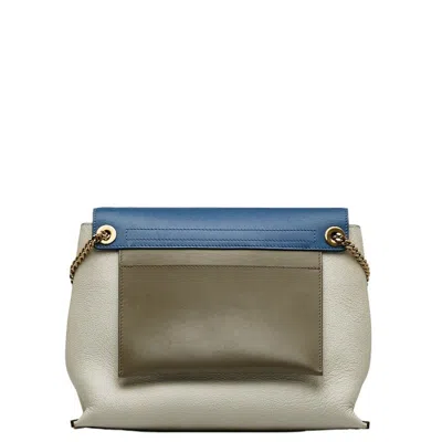 Pre-owned Chloé Black Ivory Navy Leather Shoulder Bag ()