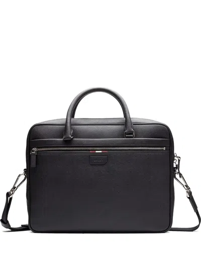 Bally Double-handle Leather Briefcase In Black