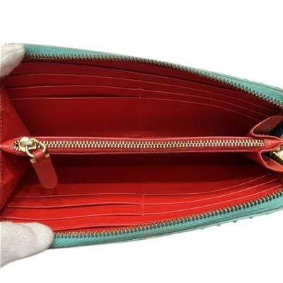 Pre-owned Christian Louboutin Light Blue Leather Long Wallet (bi-fold) ()