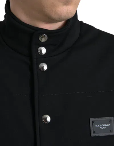 Dolce & Gabbana Black Rayon Buttoned Vest Logo Jacket In Black