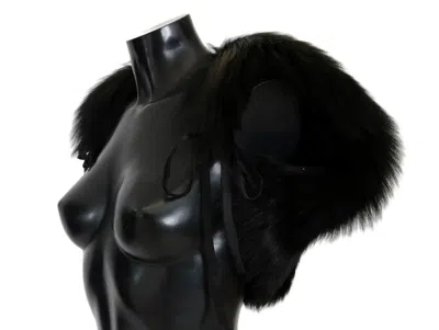 Dolce & Gabbana Black Silver Fox Fur Scarf In Black