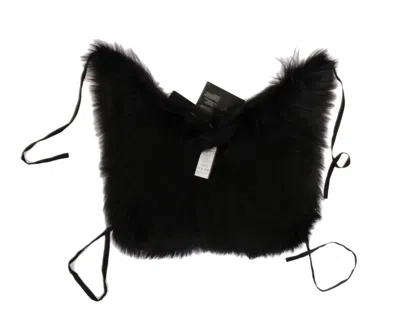 Dolce & Gabbana Black Silver Fox Fur Scarf In Black
