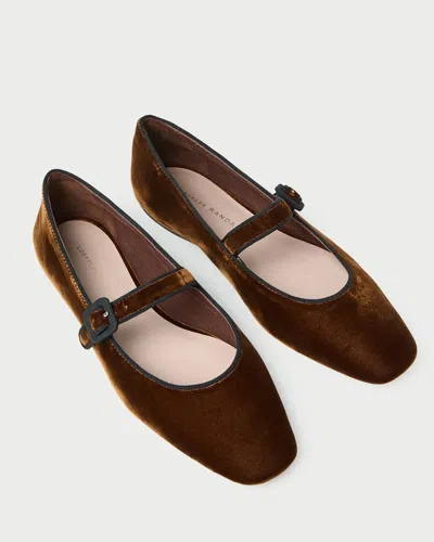 Loeffler Randall Ginger Grosgrain-trimmed Velvet Mary Jane Ballet Flats In Brown