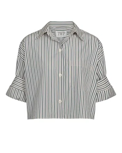 Twp Next Ex Shirt In Dancing Striped Cotton Shirting In White