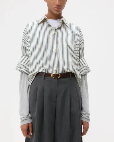 Twp Next Ex Shirt In Dancing Striped Cotton Shirting In White
