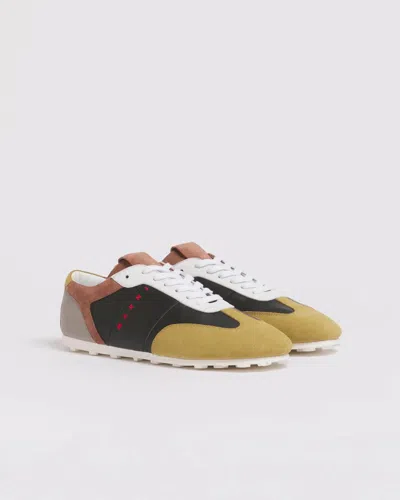 Marni Black Leather And Suede Sneakers In Multi