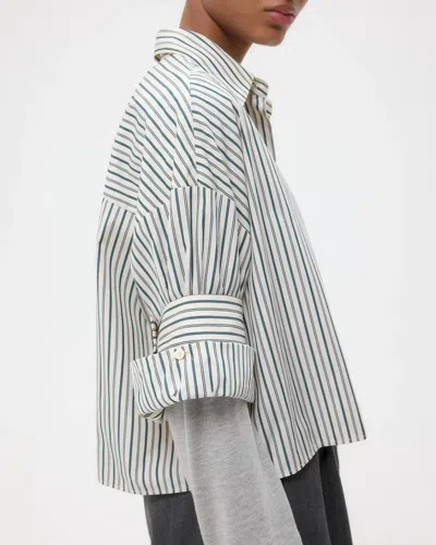 Twp Next Ex Shirt In Dancing Striped Cotton Shirting In White