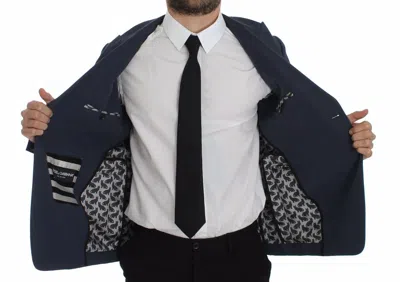 Dolce & Gabbana Blue Cotton Stretch Casual Blazer In Blue