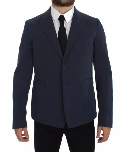 Dolce & Gabbana Blue Cotton Stretch Casual Blazer In Blue