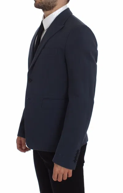 Dolce & Gabbana Blue Cotton Stretch Casual Blazer In Blue