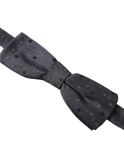 Dolce & Gabbana Blue Polka Dot Silk Adjustable Neck Men Papillon Bow Men's Tie In Blue