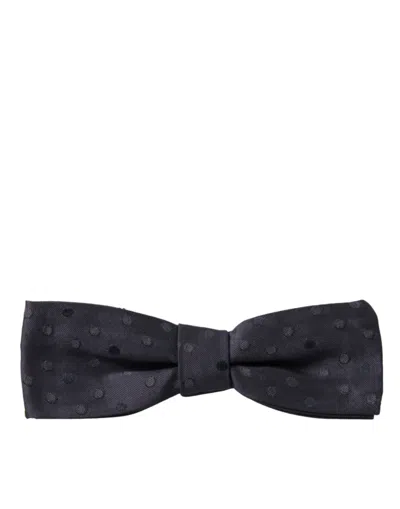 Dolce & Gabbana Blue Polka Dot Silk Adjustable Neck Men Papillon Bow Men's Tie In Blue