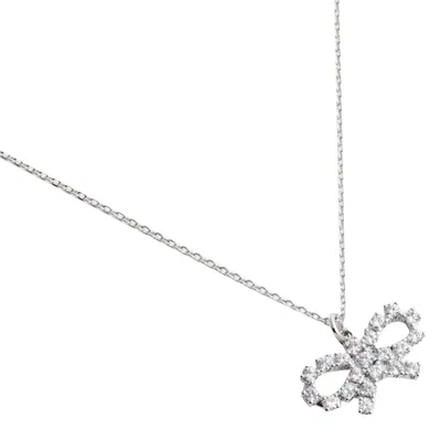 Self-portrait Self Portrait Women Micro Crystal Bow Necklace In Gray