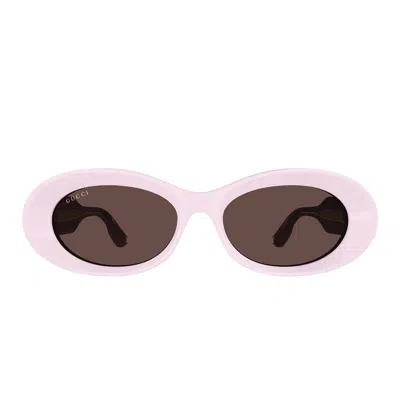 Gucci Oval-frame Sunglasses In Pink
